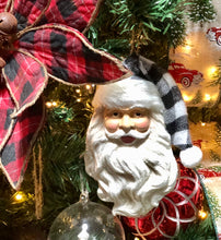 Load image into Gallery viewer, Black and White Plaid Santa Ornament
