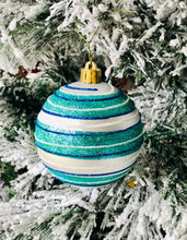 Load image into Gallery viewer, Teal, Blue and Silver Swirl Bauble
