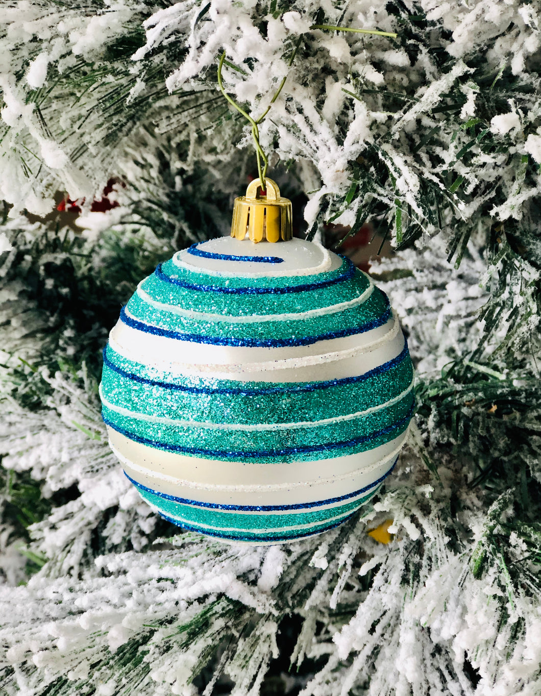 Teal, Blue and Silver Swirl Bauble