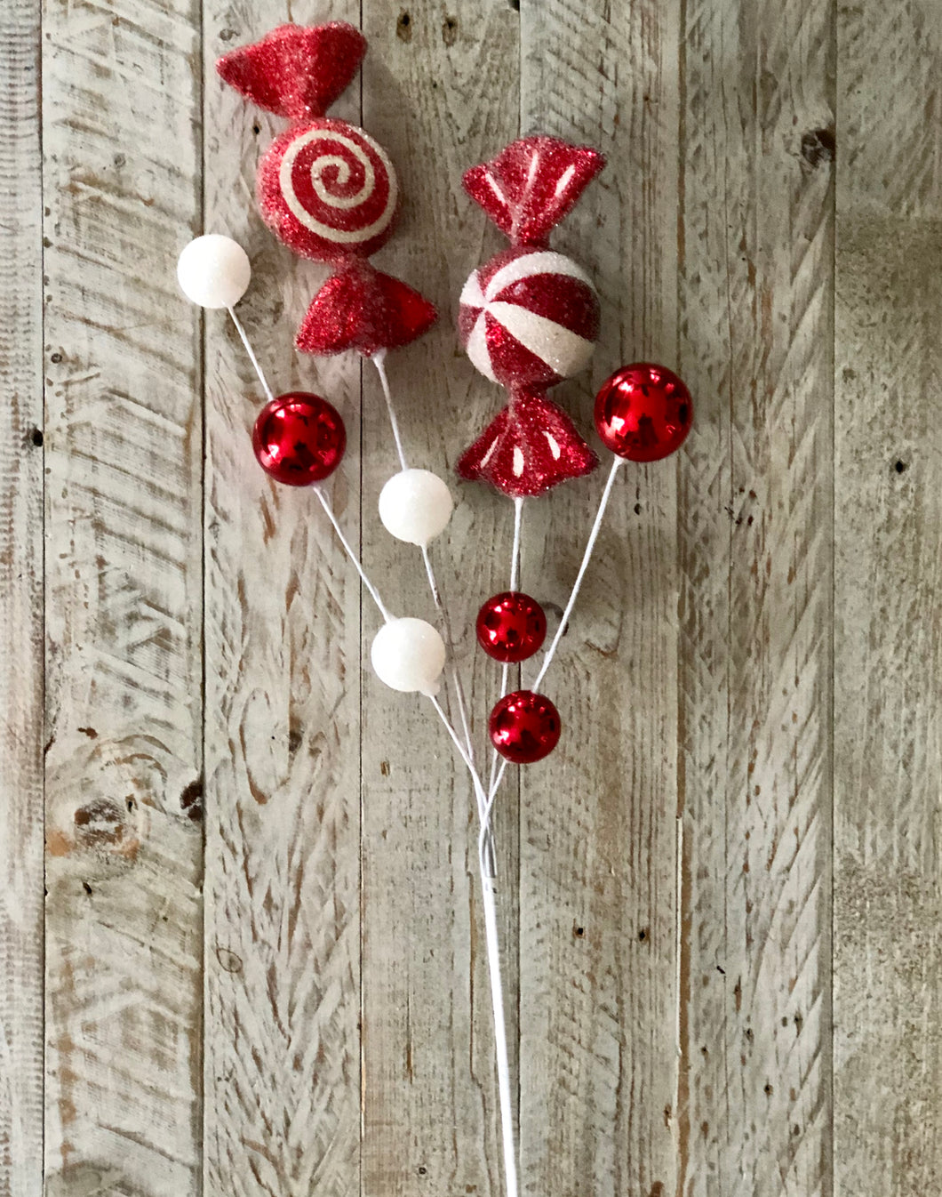 Peppermint Red and White Candy Swirl Pick