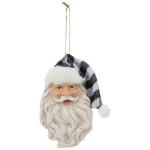 Load image into Gallery viewer, Black and White Plaid Santa Ornament
