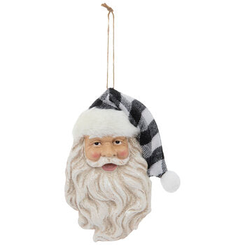 Black and White Plaid Santa Ornament