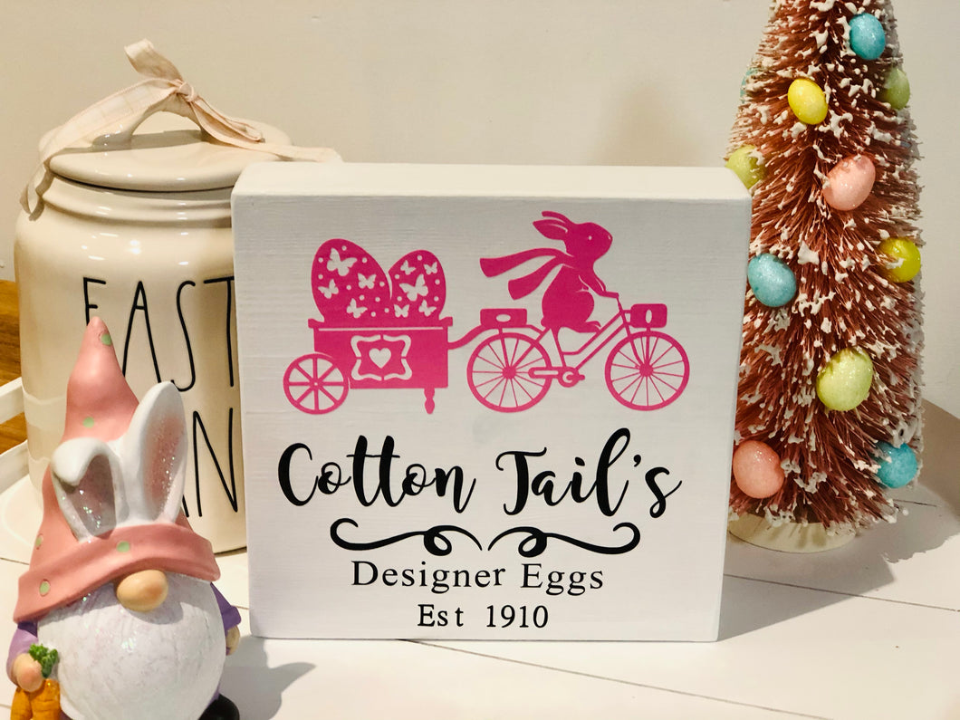 Cotton Tails Designer Eggs Sign
