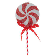 Red and White Frosted Lollypop Ornament