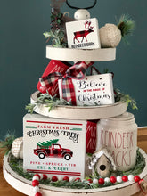 Load image into Gallery viewer, Buffalo Plaid Believe In The Magic Of Christmas Tiered Stand Sign
