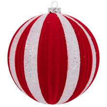 Load image into Gallery viewer, Red and White Glitter Ball Ornament
