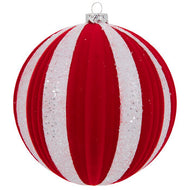 Red and White Glitter Ball Ornament