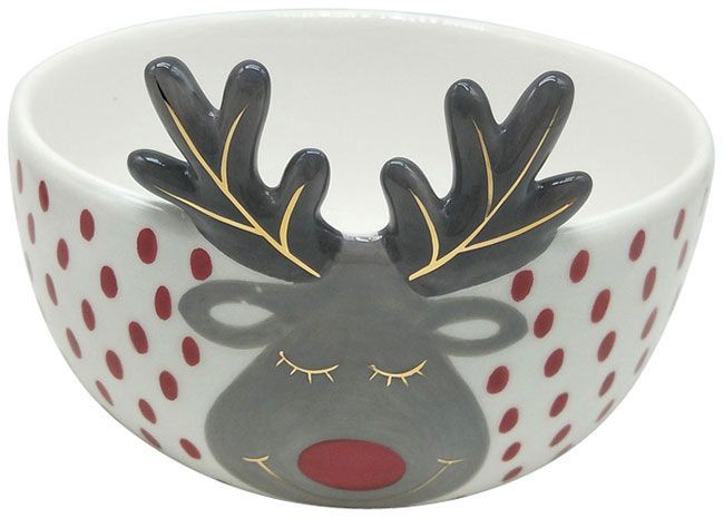 Red and White Reindeer Bowl