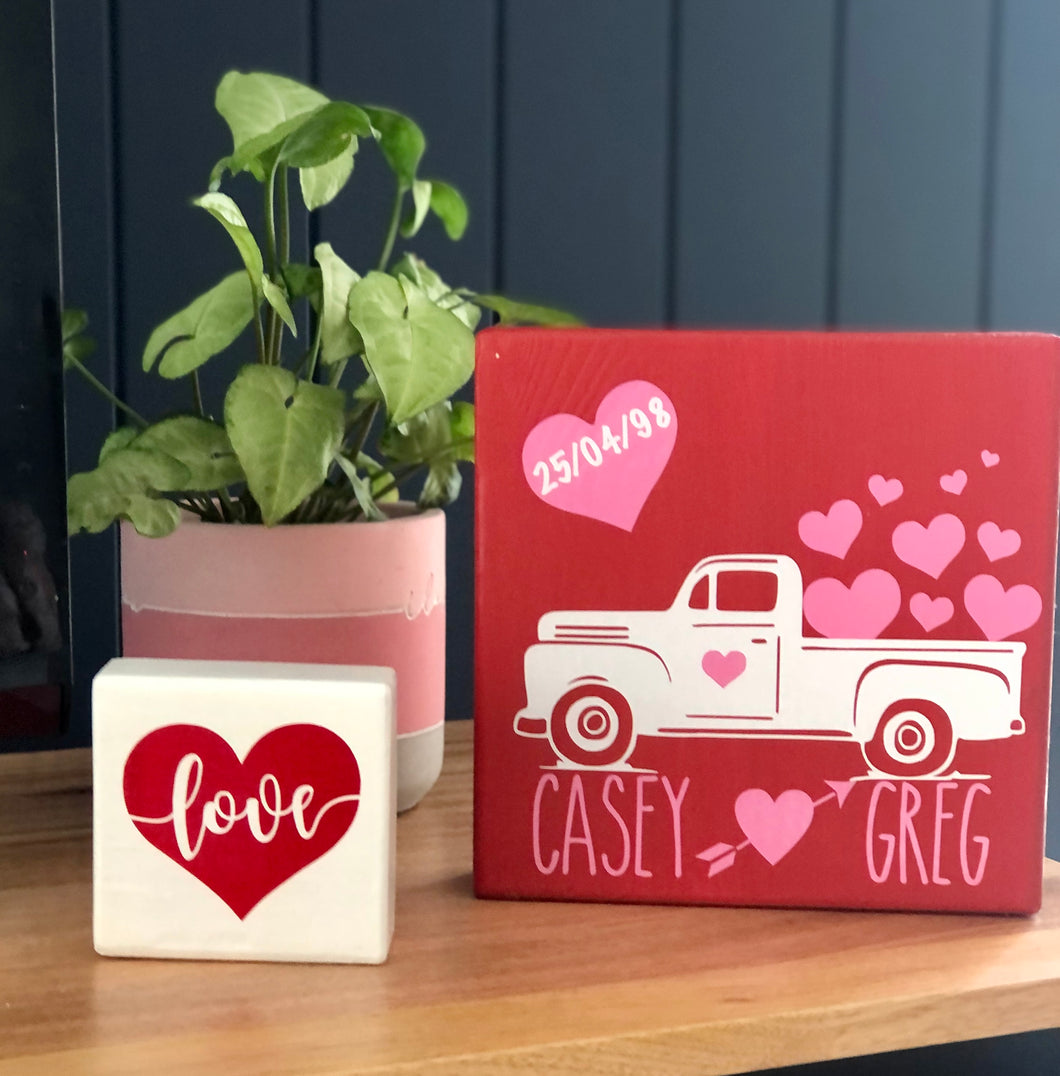 Personalised White Truck With Hearts